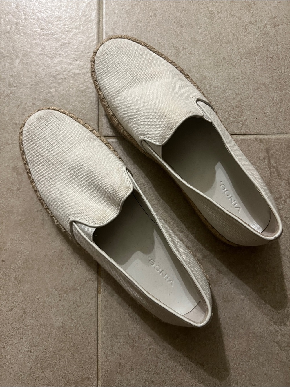 Vince White Canvas Slip-On Espadrilles